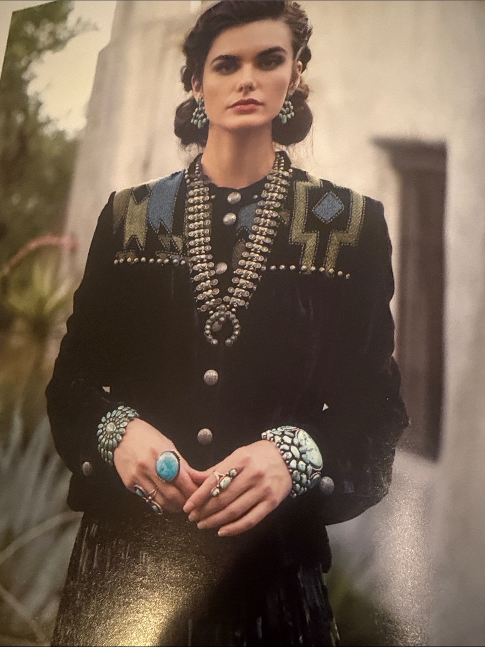 Turquoise and Silver Statement Necklace & Ring Set - Women Jewelry